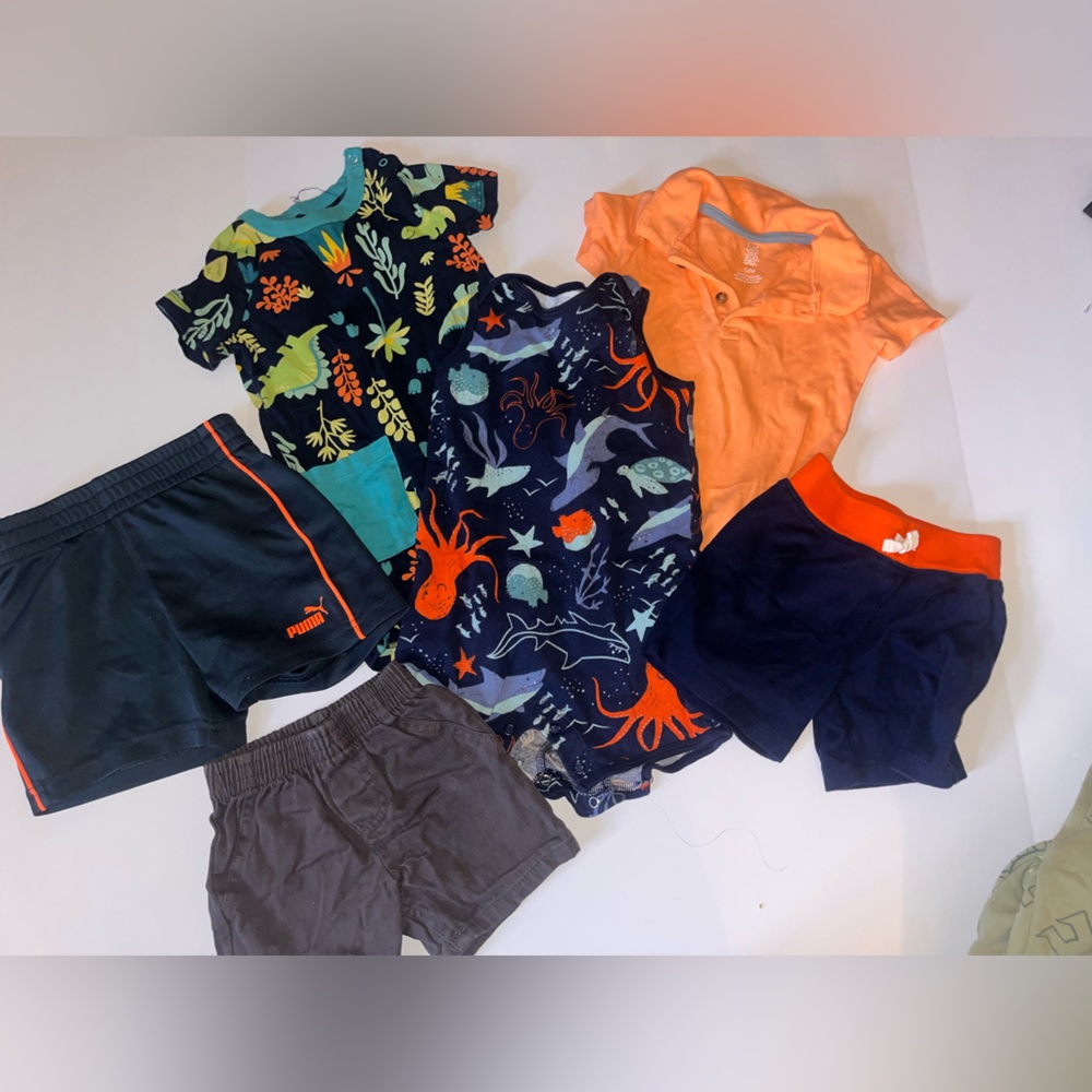 Carter's Orange Baby Romper with Gray Trim